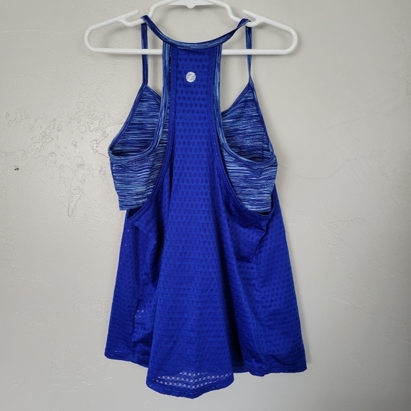 Z by Zella Girls Medium 8/10 Blue Racerback Tank Top Shelf Bra Athleisure - Picture 4 of 4